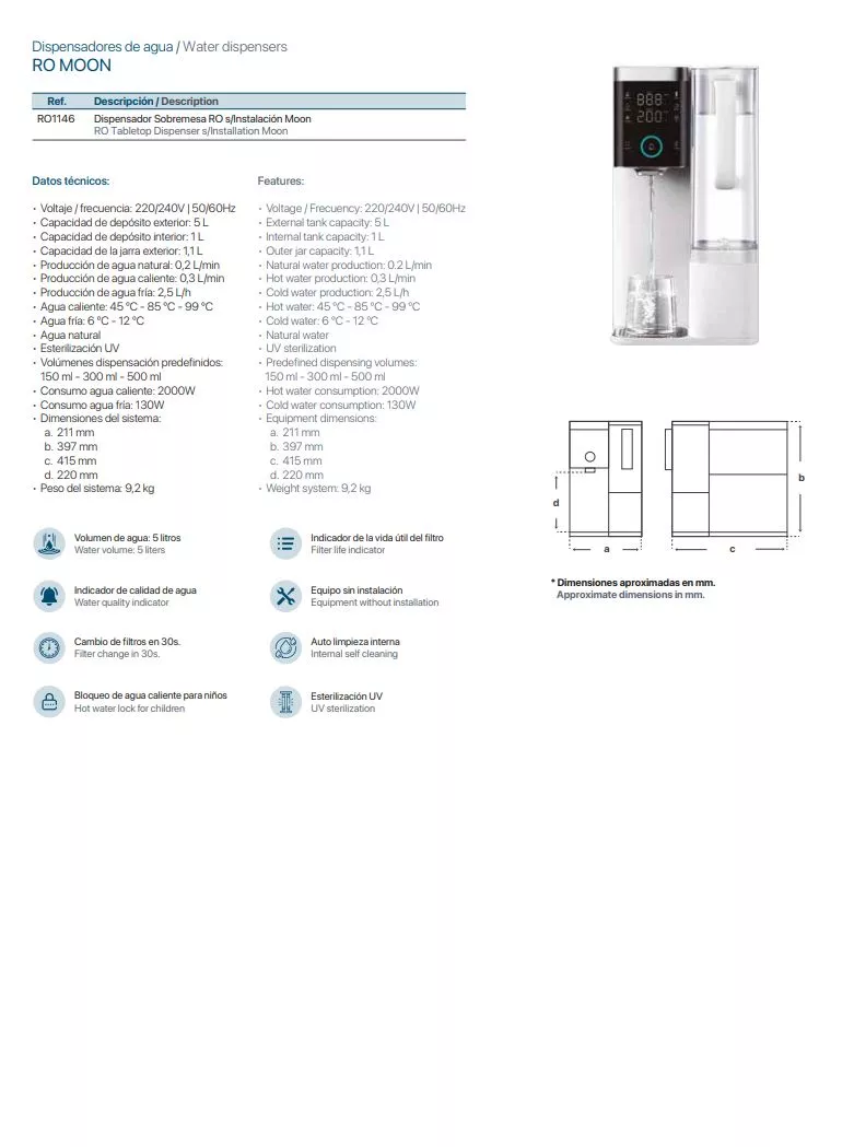 Dispensador de Sobremesa de Ósmosis Inversa (Sin Instalación) - Imagen 2